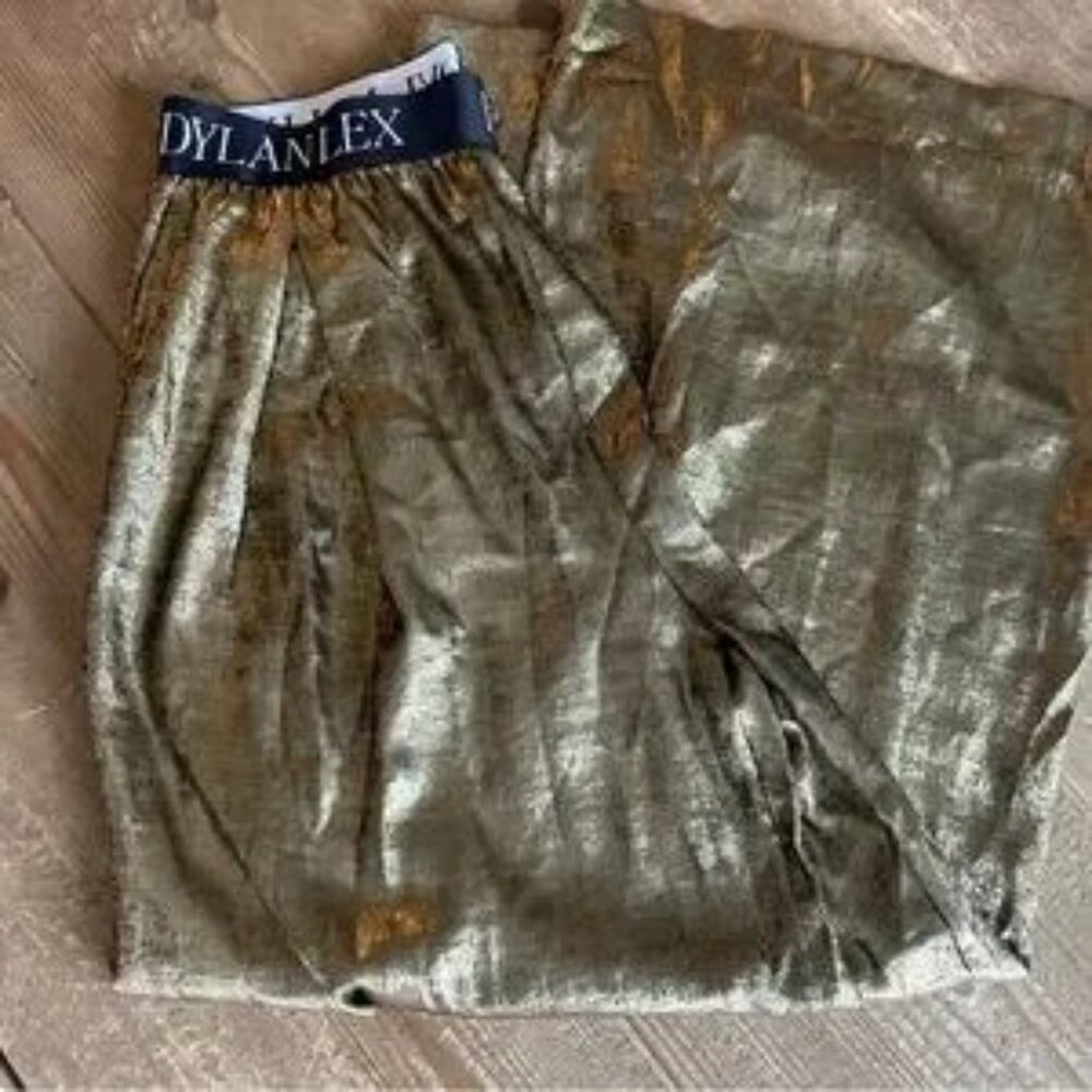 Dylanlex Pants Metallic Gold Wide Leg Cozy Pant XS - Picture 8 of 14